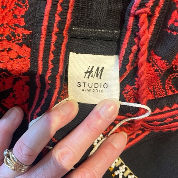 H&M Studio Red Embroidered and Beaded Hoodie Size 6 - Picture 8 of 12